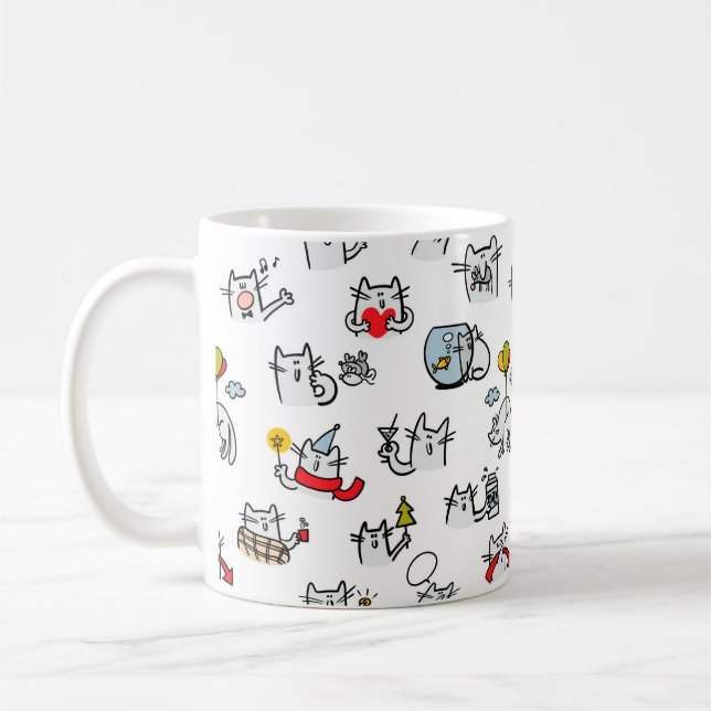 Caneca De Café Gatos engraçados, leite e magia. (Esquerda)