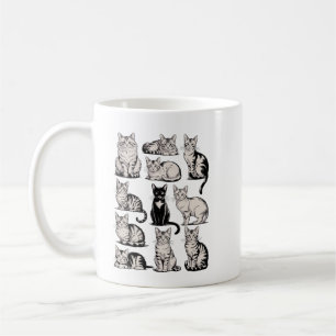 Caneca De Café Gatos Estética Vintage dos Anos 90 Ilustração Retr