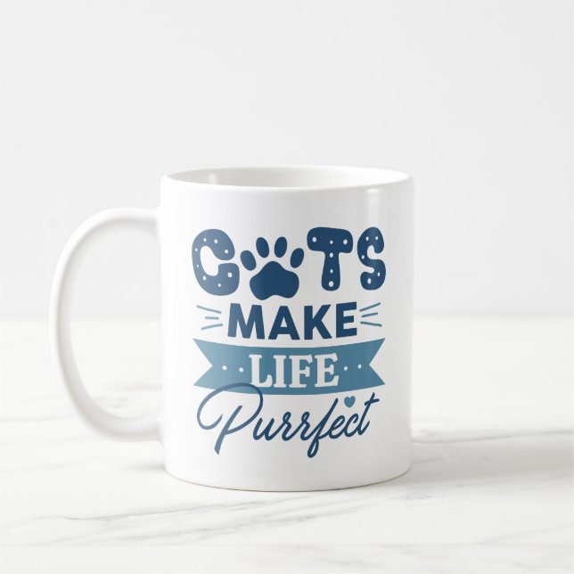 Caneca De Café Gatos Fazem A Vida Puro (Esquerda)
