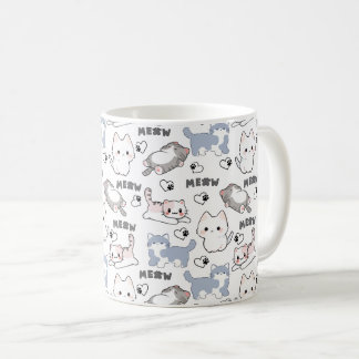 Caneca De Café Gatos Fofinhos e Corações Meow