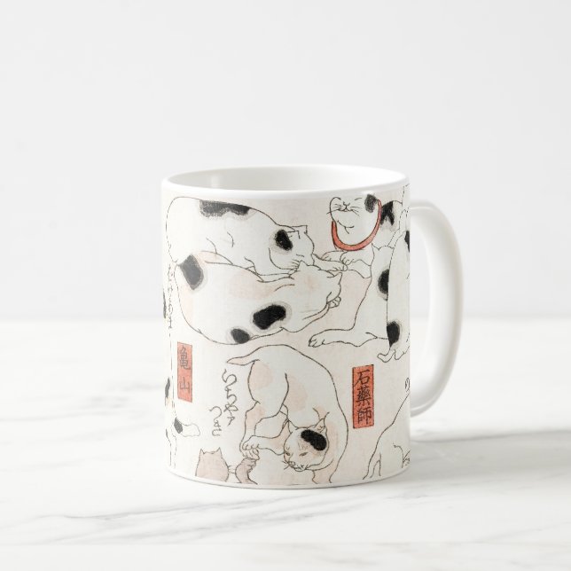 Caneca De Café Gatos Japoneses (Frente Esquerda)