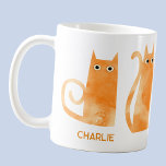 Caneca De Café Gatos Laranja Personalizados<br><div class="desc">Gatos engraçados de gengibre laranja. Arte original de Nic Squirrell. Perfeito para amantes de os animais. Altere o nome para personalizar.</div>