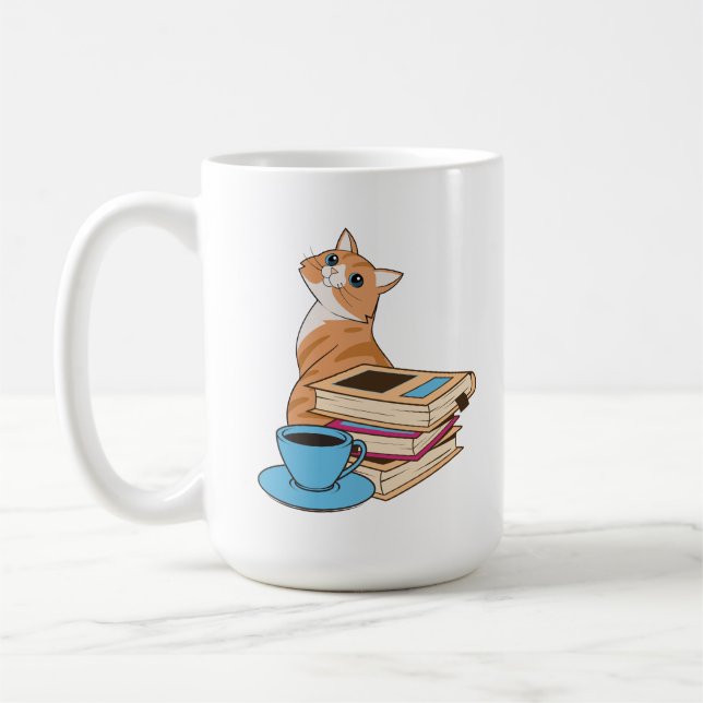 Caneca De Café Gatos, Livros e Café (Esquerda)