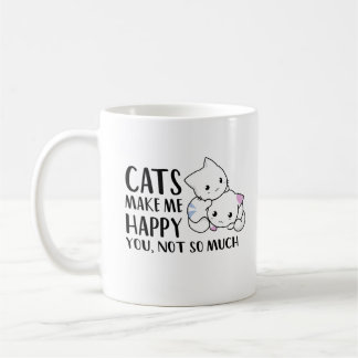 Caneca De Café Gatos Me Fazem Feliz | Engraçado Cotação Preta Tex
