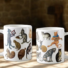 Caneca De Café Gatos Medievais Estranhos