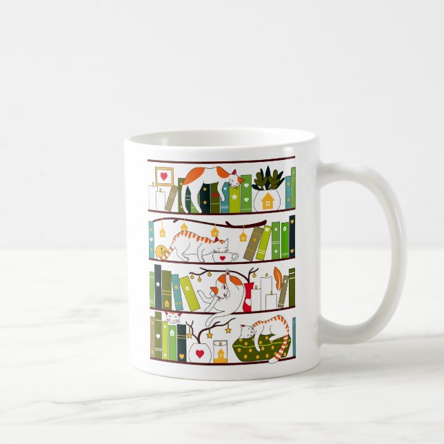 Caneca De Café Gatos Na Bolsa, Presente De Gato E Livro (Direita)