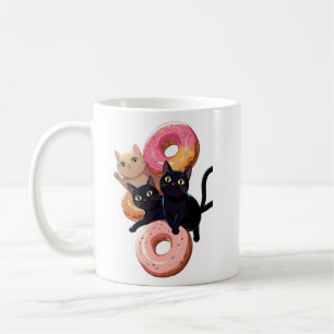 Caneca De Café "Gatos negros e rosquinhas deliciosas: uma combina