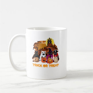 Caneca De Café Gatos Negros Trick Ou Tratam O Dia das Bruxas Noit