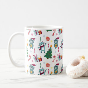 Caneca De Café Gatos no Natal Padrão Caprichoso