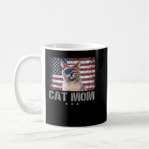 Caneca De Café Gatos Patrióticos Mãe com Óculos Solares EUA Fl Am