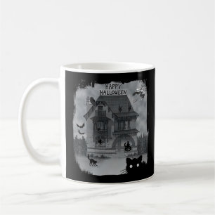 Caneca De Café Gatos Pretos de Halloween Bruxas e Morcegos