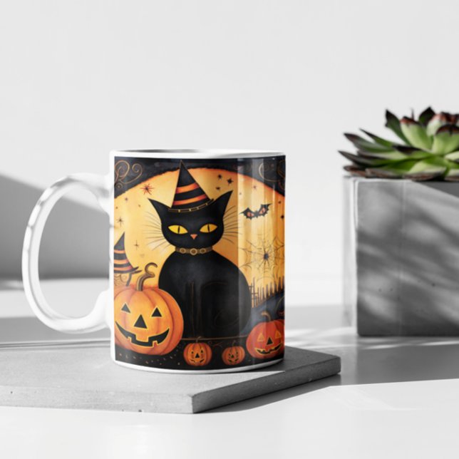 Caneca De Café Gatos Pretos Do Dia Das Bruxas 23 Mug (Cute Halloween Black Cats version 23 Mug
)