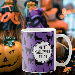 Caneca De Café Gatos Pretos do Dia das Bruxas Puros Personalizado