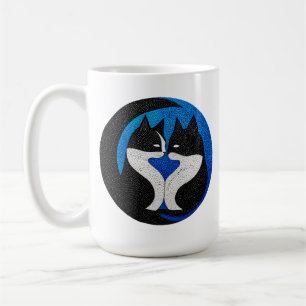 Caneca De Café Gatos pretos e brancos