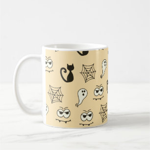 Caneca De Café Gatos Pretos, Teias de Aranha e Fantasmas Amarelos