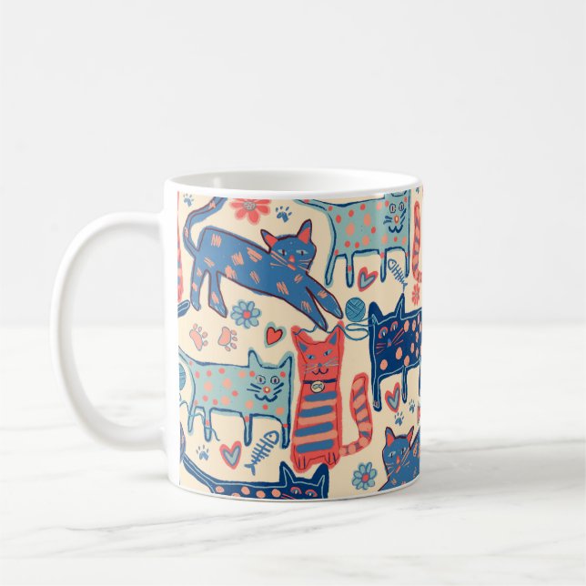 Caneca De Café Gatos Retro  (Esquerda)
