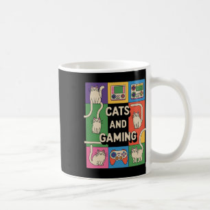 Caneca De Café Gatos Retro E Jogos Divertido Amante De Gatos E Ví