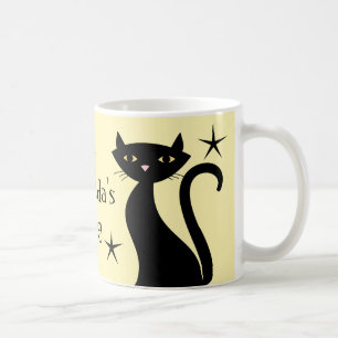 Caneca De Café Gatos Retro Pretos, Amarelo Sunnyday
