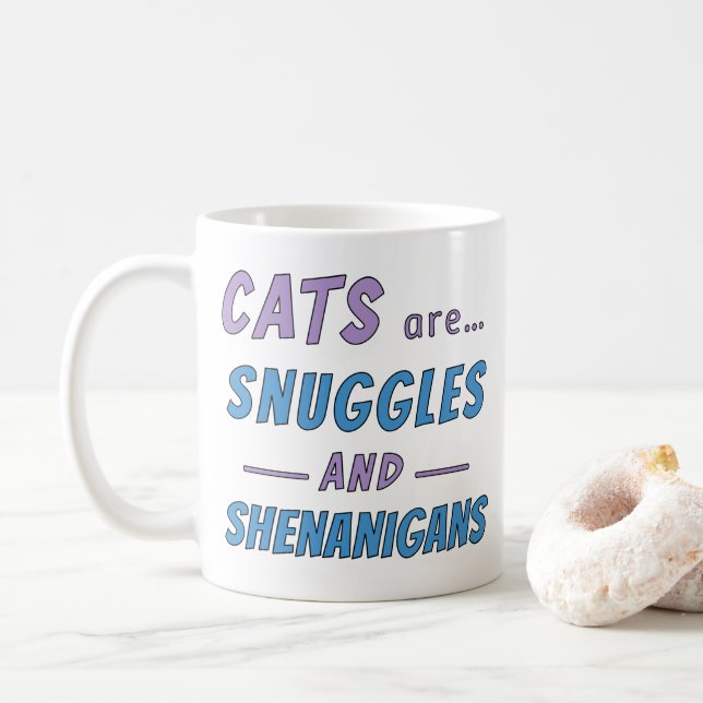 Caneca De Café Gatos são Abraços e Travessuras (Com Donut)