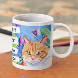 Caneca De Café Gatos são Minha Tribo Gato Laranja e Flores