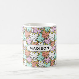 Caneca De Café Gatos Sonoros Padrões de nomes personalizados