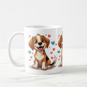 Caneca De Café Gavião Kawaii Bonito com Cachorro Jogado com Coraç