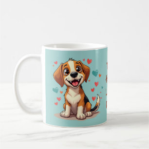 Caneca De Café Gavião Kawaii Bonito com Cachorro Jogado com Coraç