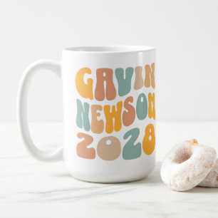 Caneca De Café Gavin Newsom 2028 Para O Texto Do Presidente Wavy