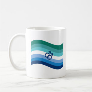Caneca De Café Gay Male Love Pride Azure Wavy Flag