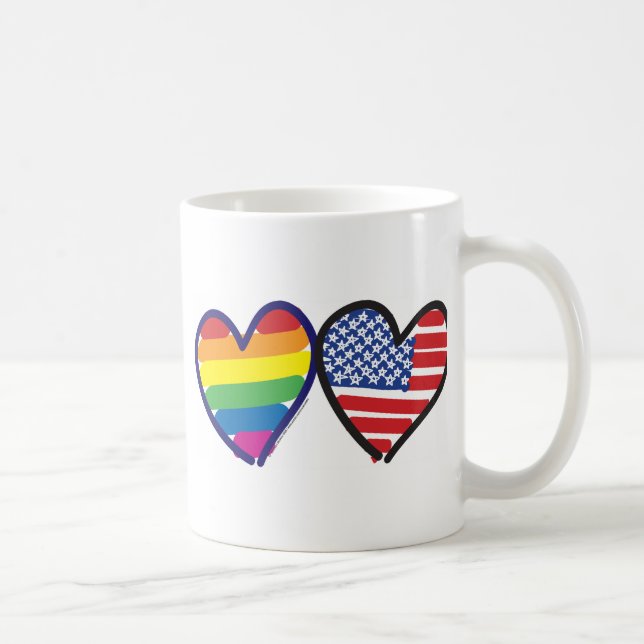 CANECA DE CAFÉ GAY-PRIDE-CORAÇÃO E PAVILHÃO (Direita)