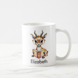Caneca De Café Gazela Fofa Lendo um Livro Personalizado