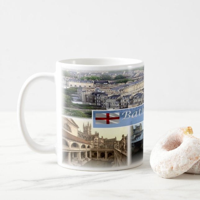 Caneca De Café GB Inglaterra - Bath Somerset - (Com Donut)