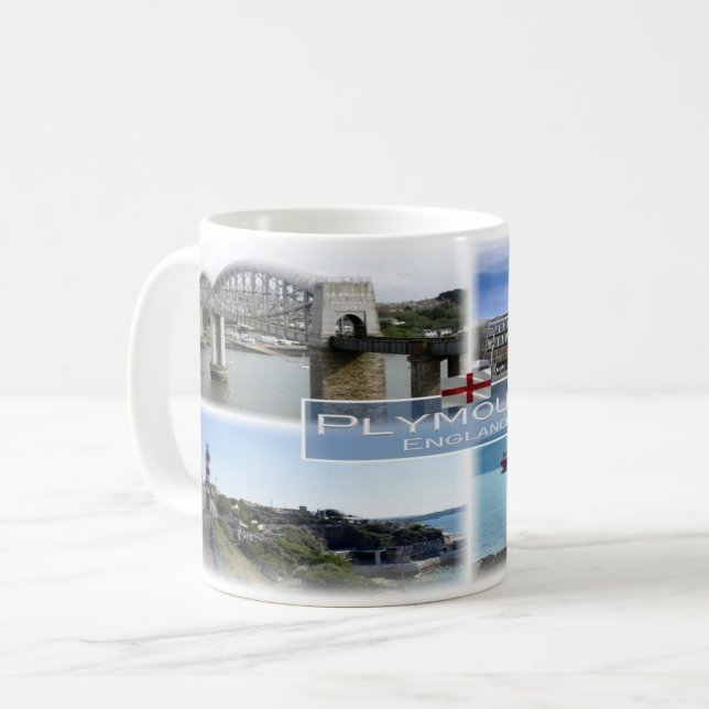 Caneca De Café GB Inglaterra - Plymouth Devon - (Frente Esquerda)