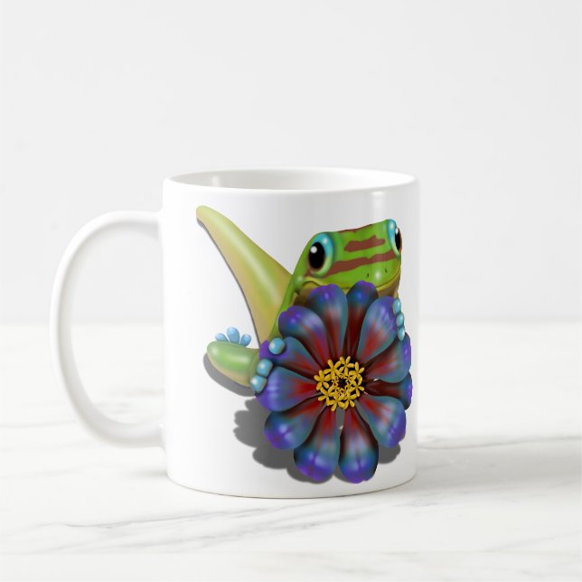 Caneca De Café Gecko com Flor Zinnia (Esquerda)
