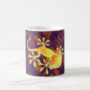 Caneca De Café Geco de sorriso - teste padrão alaranjado violeta