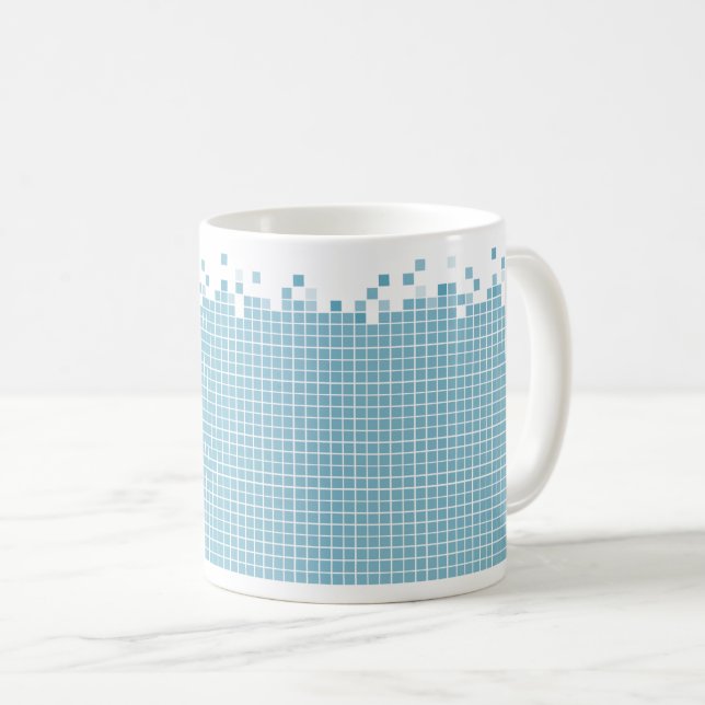 Caneca De Café Geek azul dos pixéis (Frente Esquerda)