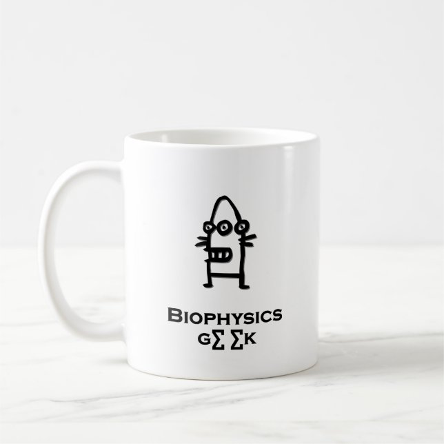 Caneca De Café Geek de Biofísica de Três Olhos Bot (Esquerda)