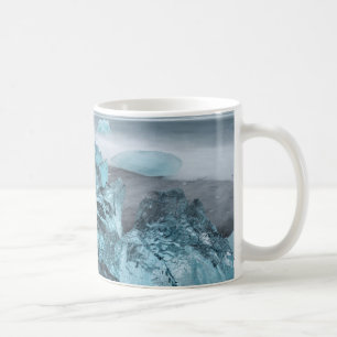 Caneca De Café Gelo azul na praia paisagem marítima, Islândia