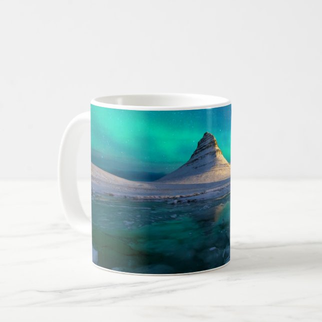 Caneca De Café Gelo e neve | Kirkjufall Mountain, Islândia (Frente Esquerda)