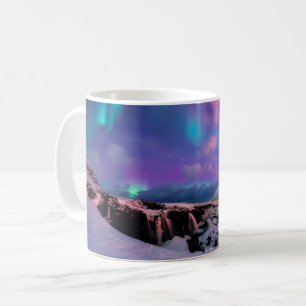 Caneca De Café Gelo e neve Luzes Nortes, Montanha Kirkjufall