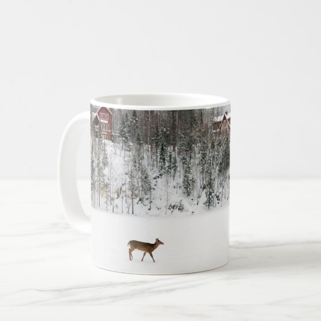 Caneca De Café Gelo e neve | Veado em Snow Quebec, Canadá (Frente Esquerda)