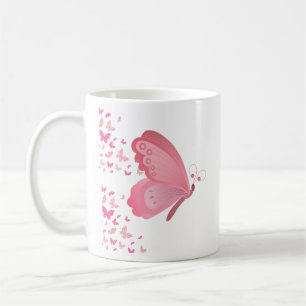Caneca De Café Gêmeas borboletas rosa