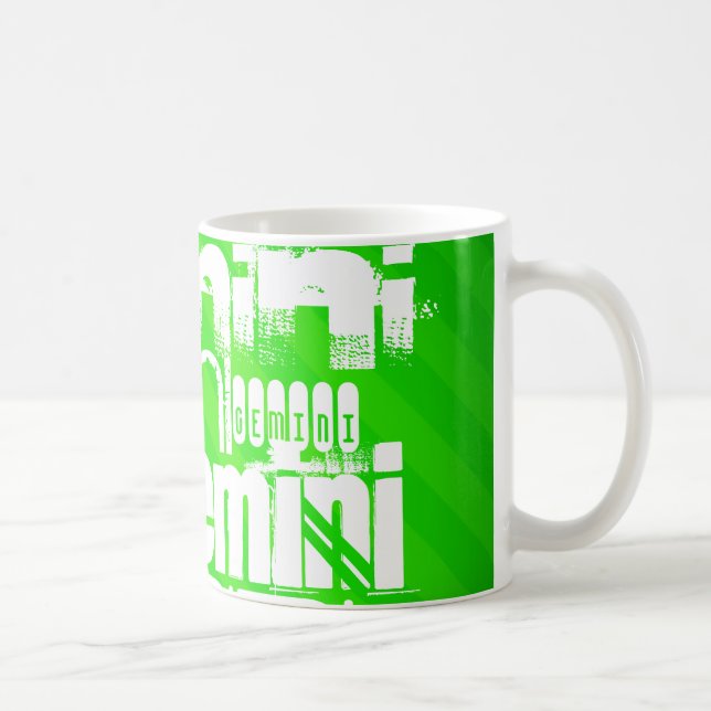 Caneca De Café Gêmeos; Listras verdes de néon (Direita)