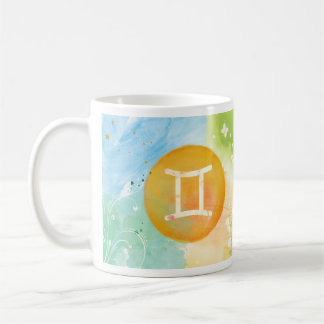 Caneca De Café Gêmeos Pastel Aquarela Astrologia Signo do Zodíaco