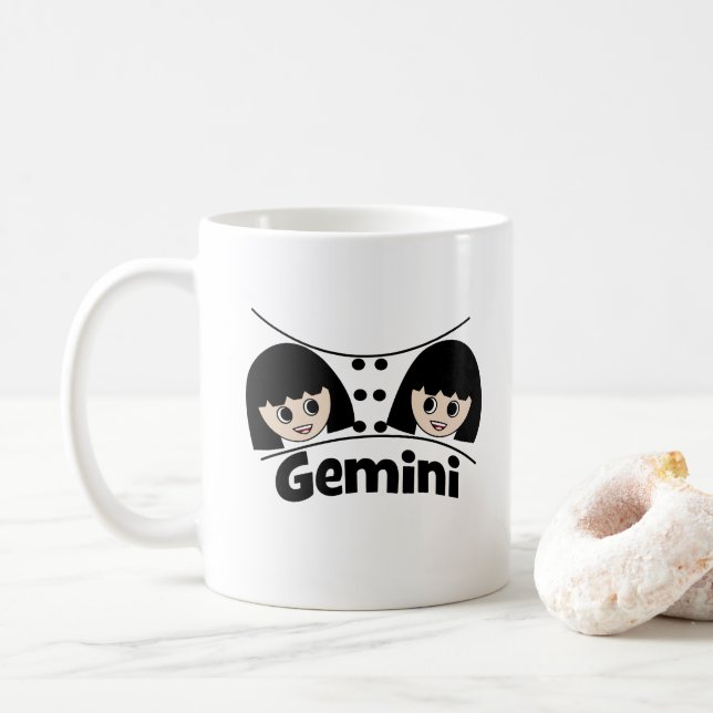Caneca De Café Gêmeos Signo do Zodíaco Crianças (Com Donut)