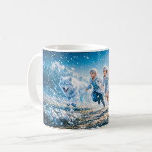 Caneca De Café Gêmeos Zodíaco com Gêmeos e Lobos Brancos