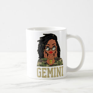Caneca De Café Gemini Bloqueou Cabelo Sy Black Mulher Camo Melani
