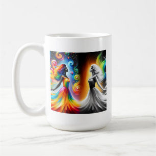 Caneca De Café Gemini Gêmeos Cor e Horóscopo Negro e Branco