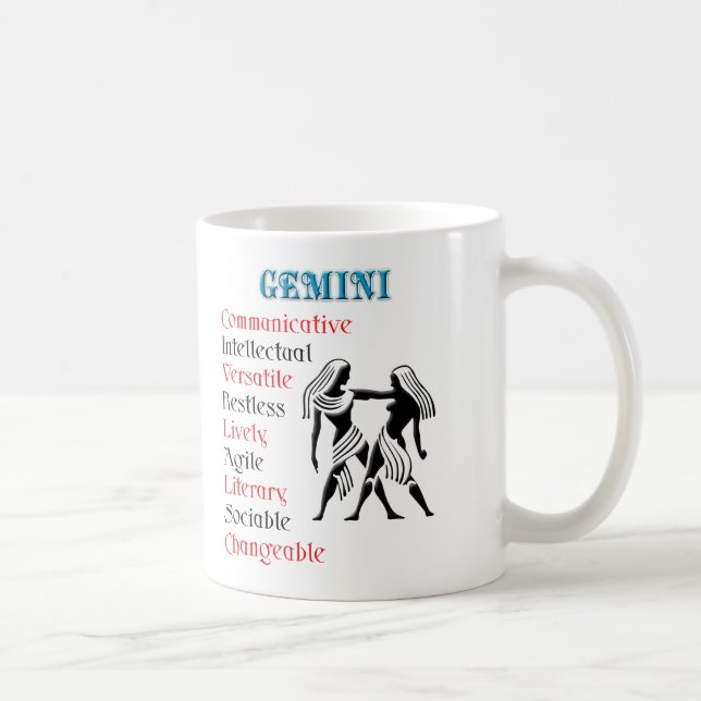 Caneca De Café Gemini Horoscope Sinal Zodiac (Direita)