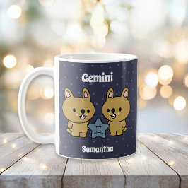 Caneca De Café Gemini Ilustrado Gemini Zodiac Personalizado